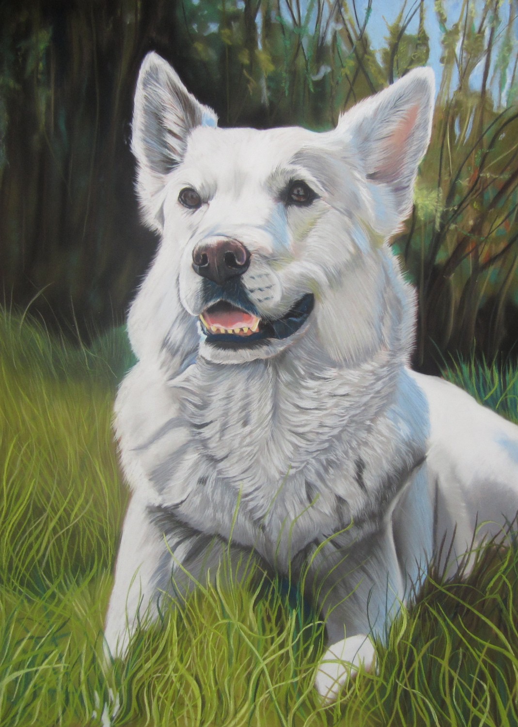 faire un chien blanc aux pastels