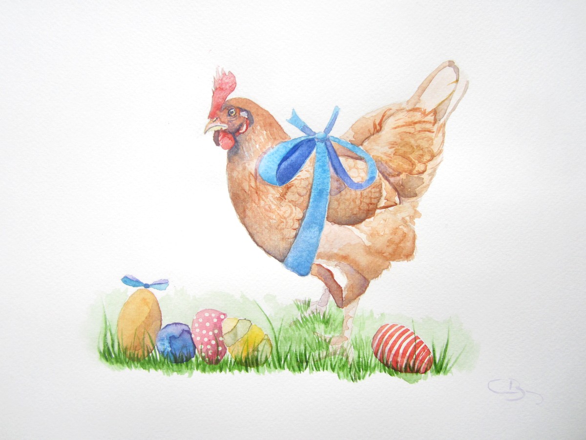 aquarelle poules