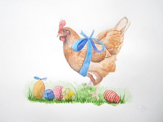 poule aquarelle