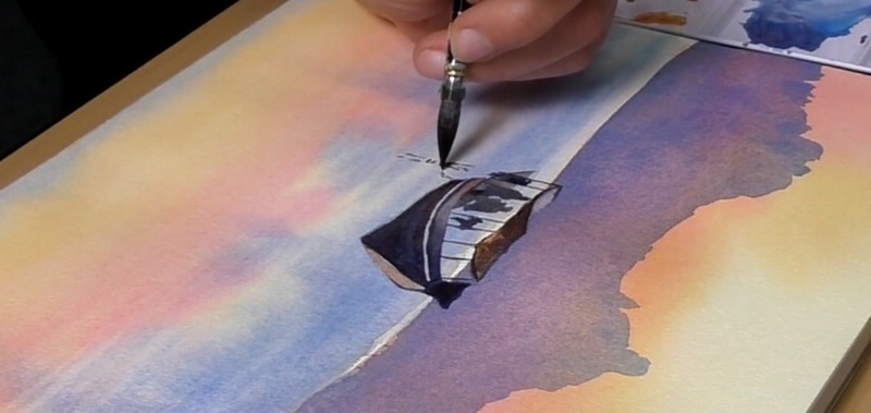 lever de soleil à l'aquarelle