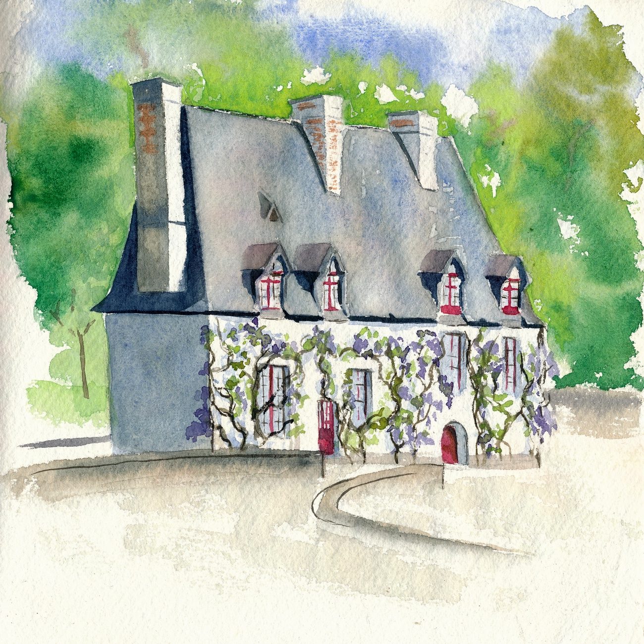 maison aquarelle