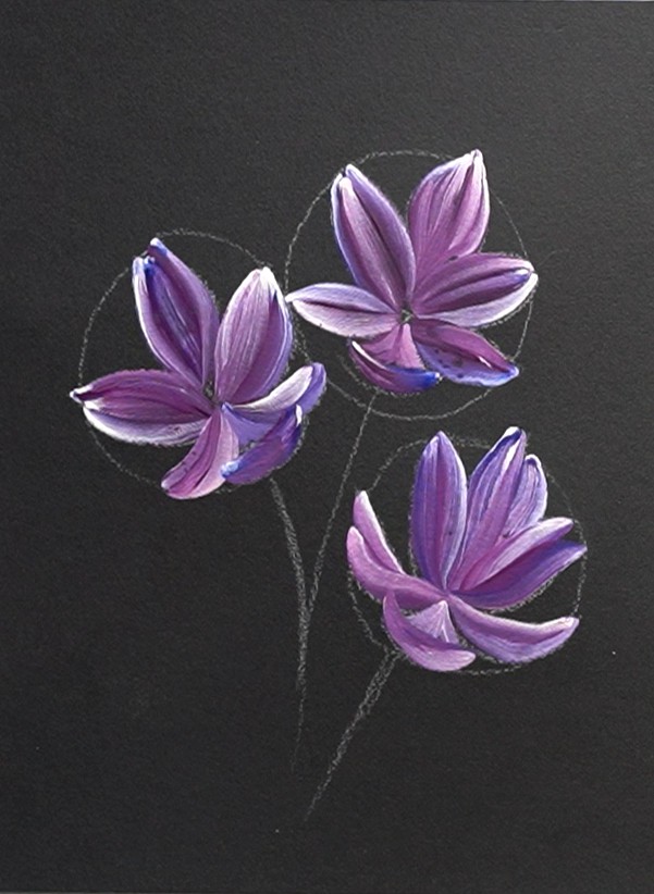 tutoriel one stroke gouache
